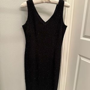 Beaded sheath dress in black by J Kara